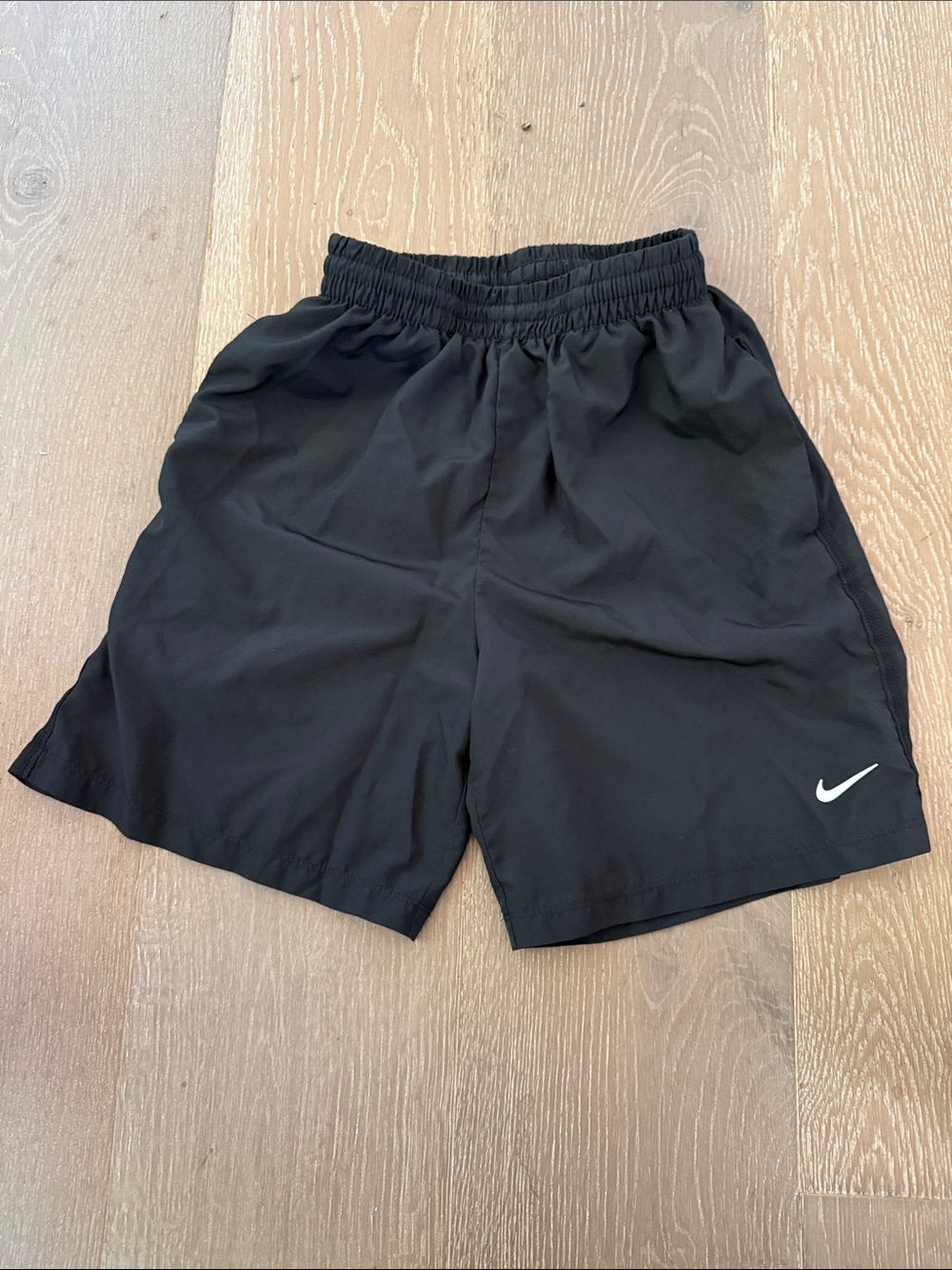 Nike Black Athletic Shorts with White Swoosh